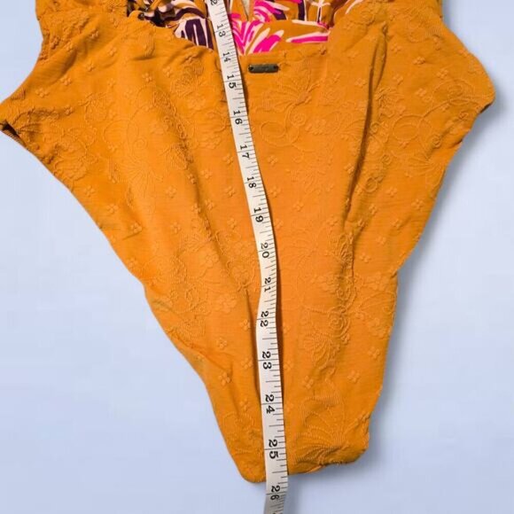 Maaji Reversible Safari Caramel‎ Brown V-Plunge One Piece Swimsuit - Size Large - Picture 7 of 9
